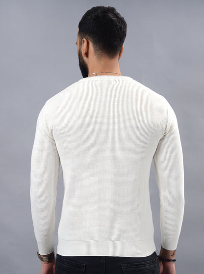White Solid Slim Fit Winter T-Shirt | JadeBlue