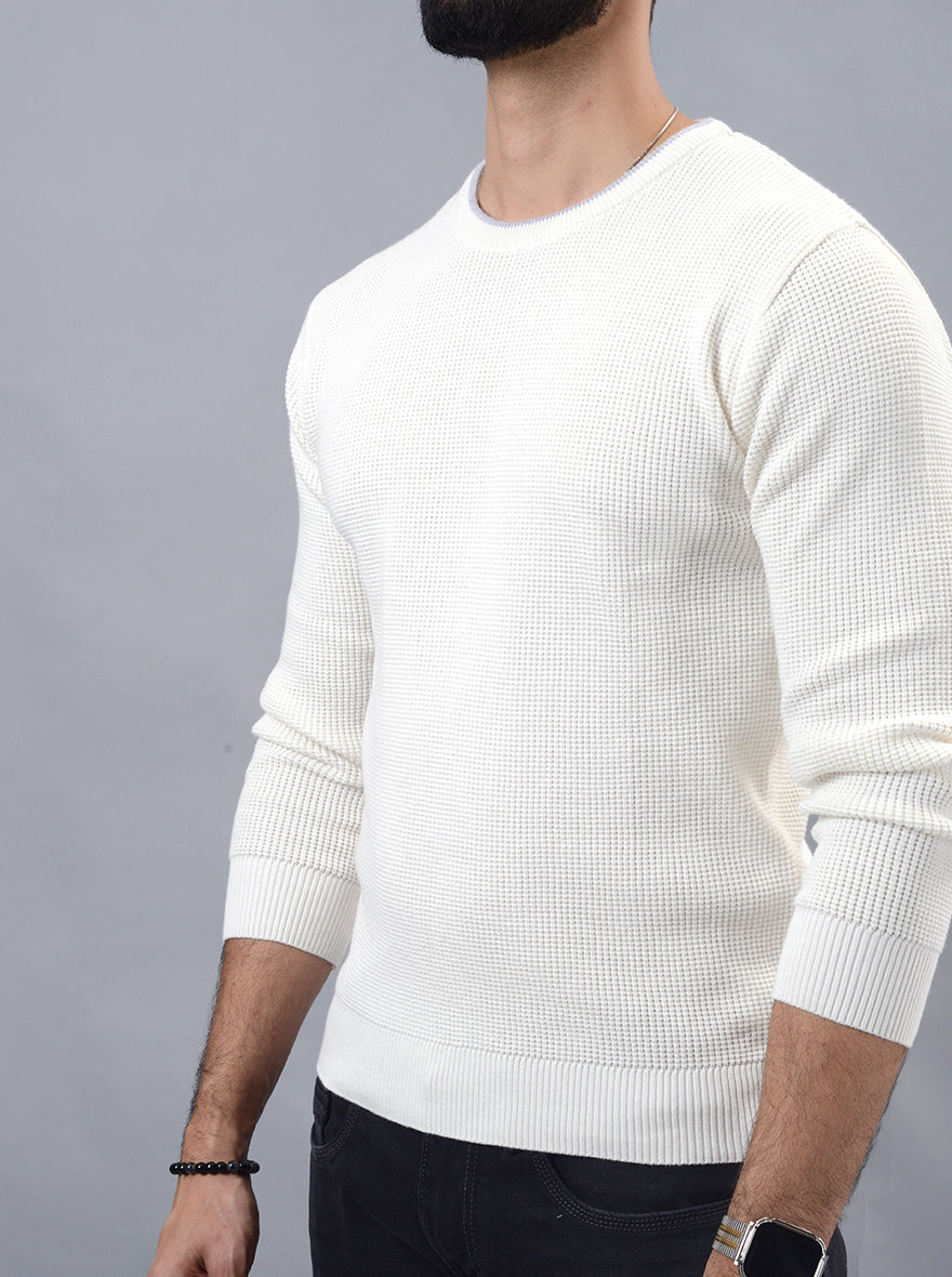 White Solid Slim Fit Winter T-Shirt | JadeBlue