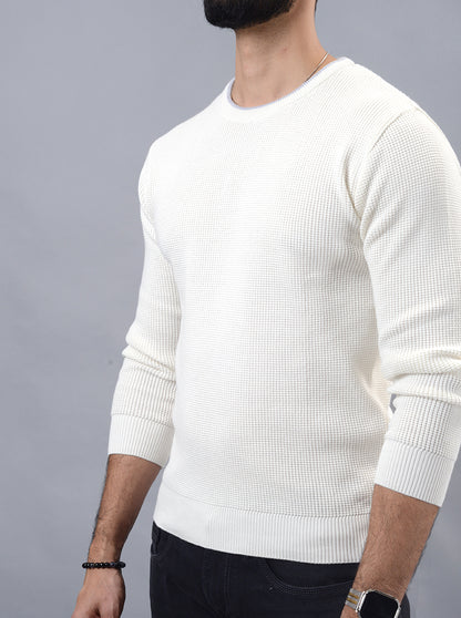 White Solid Slim Fit Winter T-Shirt | JadeBlue
