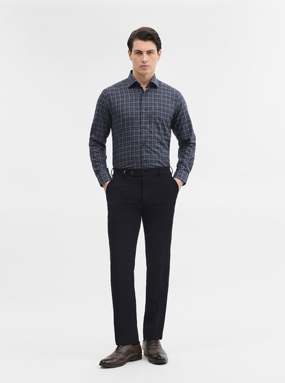 Blue Checked Slim Fit Formal Shirt | Metal