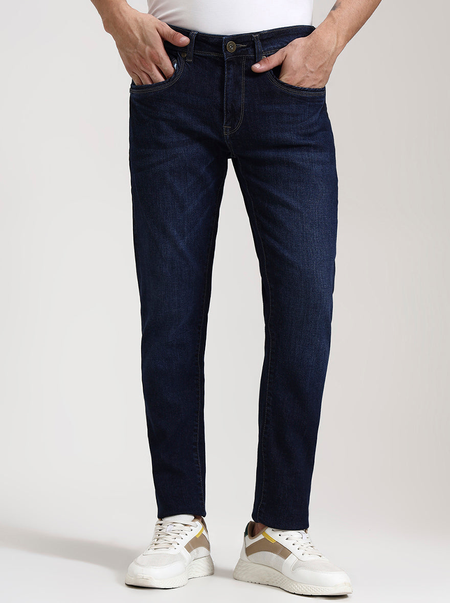 Dark Blue Washed Slim Fit Jeans | JadeBlue