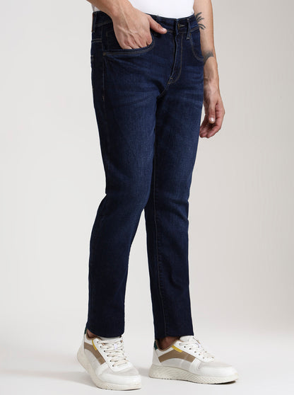 Dark Blue Washed Slim Fit Jeans | JadeBlue