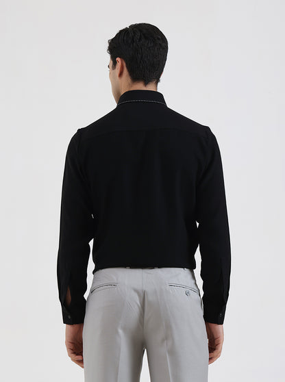 Black Solid Regular Fit Party Wear Shirt | Wyre