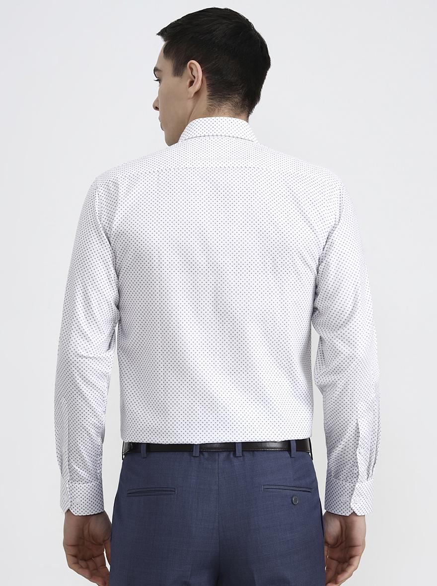 White Printed Regular Fit Formal Shirt | JadeBlue