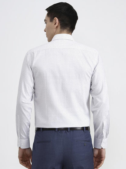 White Printed Regular Fit Formal Shirt | JadeBlue