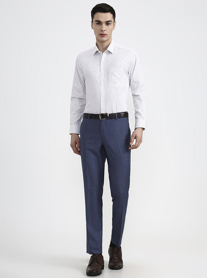 White Printed Regular Fit Formal Shirt | JadeBlue