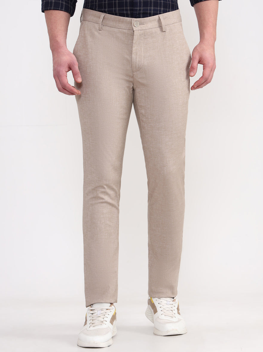 Khaki Solid Uno Fit Casual Trouser | JadeBlue