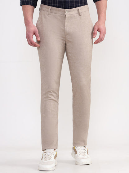 Khaki Solid Uno Fit Casual Trouser | JadeBlue
