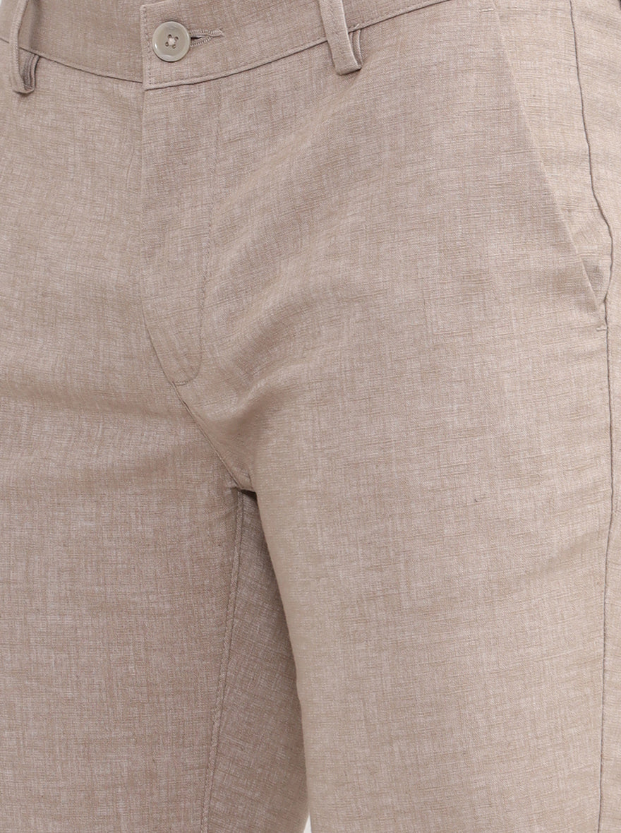 Khaki Solid Uno Fit Casual Trouser | JadeBlue
