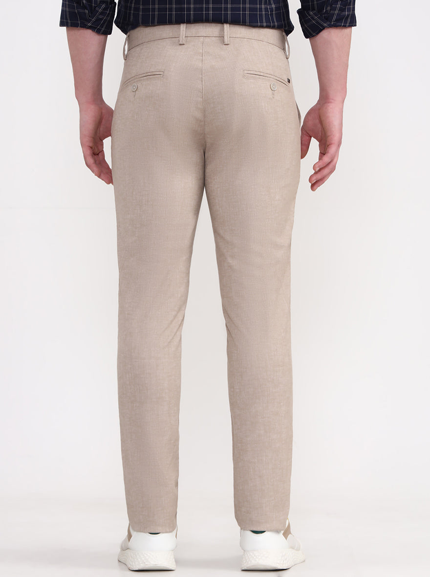 Khaki Solid Uno Fit Casual Trouser | JadeBlue