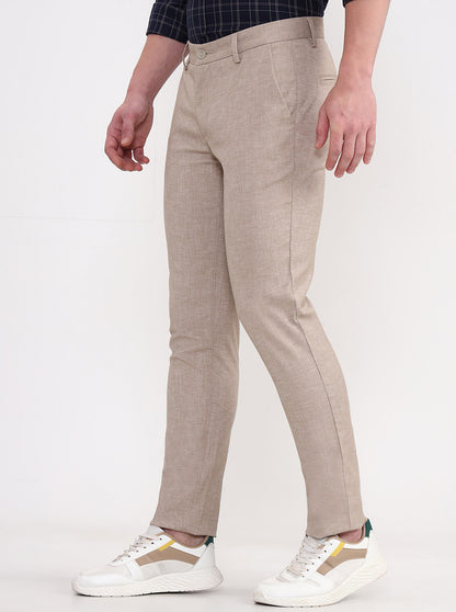 Khaki Solid Uno Fit Casual Trouser | JadeBlue
