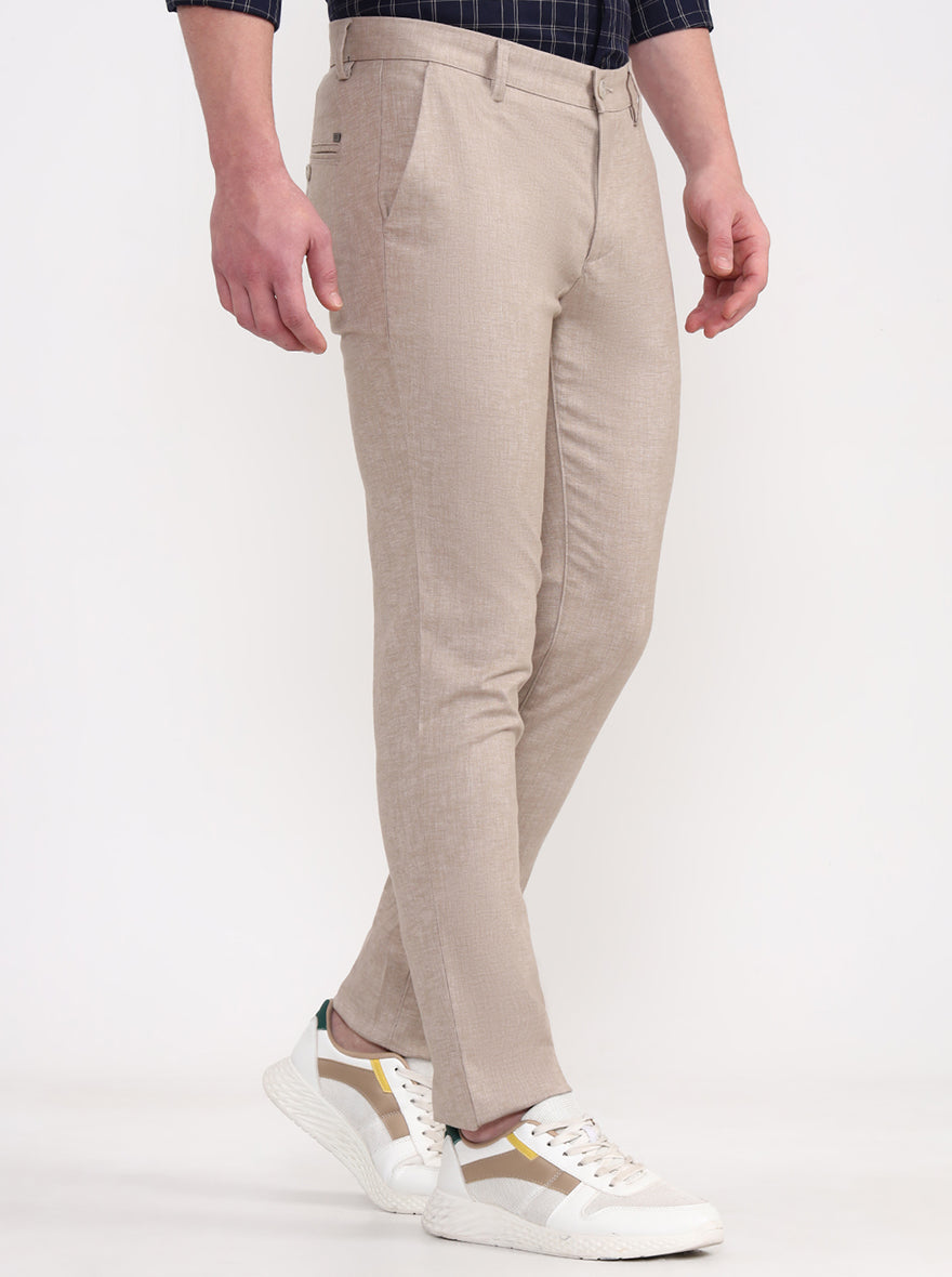 Khaki Solid Uno Fit Casual Trouser | JadeBlue
