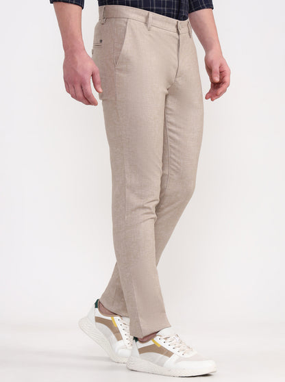 Khaki Solid Uno Fit Casual Trouser | JadeBlue
