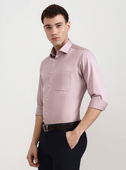 Dusty Pink Solid Slim Fit Formal Shirt | Metal