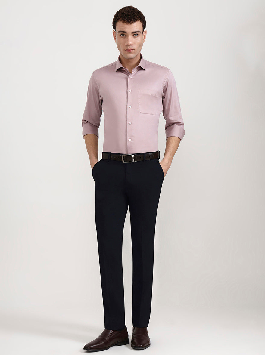 Dusty Pink Solid Slim Fit Formal Shirt | Metal