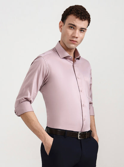 Dusty Pink Solid Slim Fit Formal Shirt | Metal