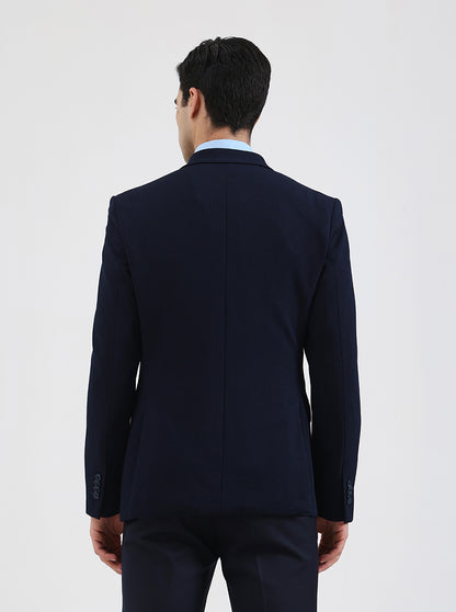 Blue Solid Regular Fit Blazer | Greenfibre