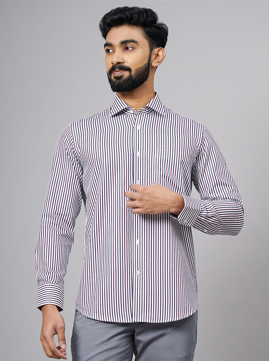 Purple Striped Slim Fit Formal Shirt | JadeBlue Super Luxe