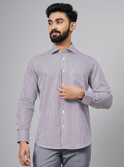 Purple Striped Slim Fit Formal Shirt | JadeBlue Super Luxe