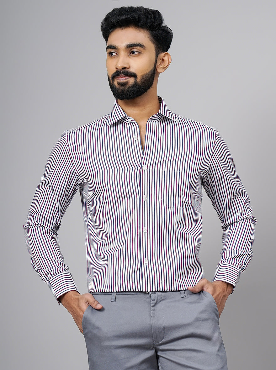 Purple Striped Slim Fit Formal Shirt | JadeBlue Super Luxe