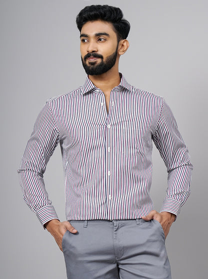 Purple Striped Slim Fit Formal Shirt | JadeBlue Super Luxe
