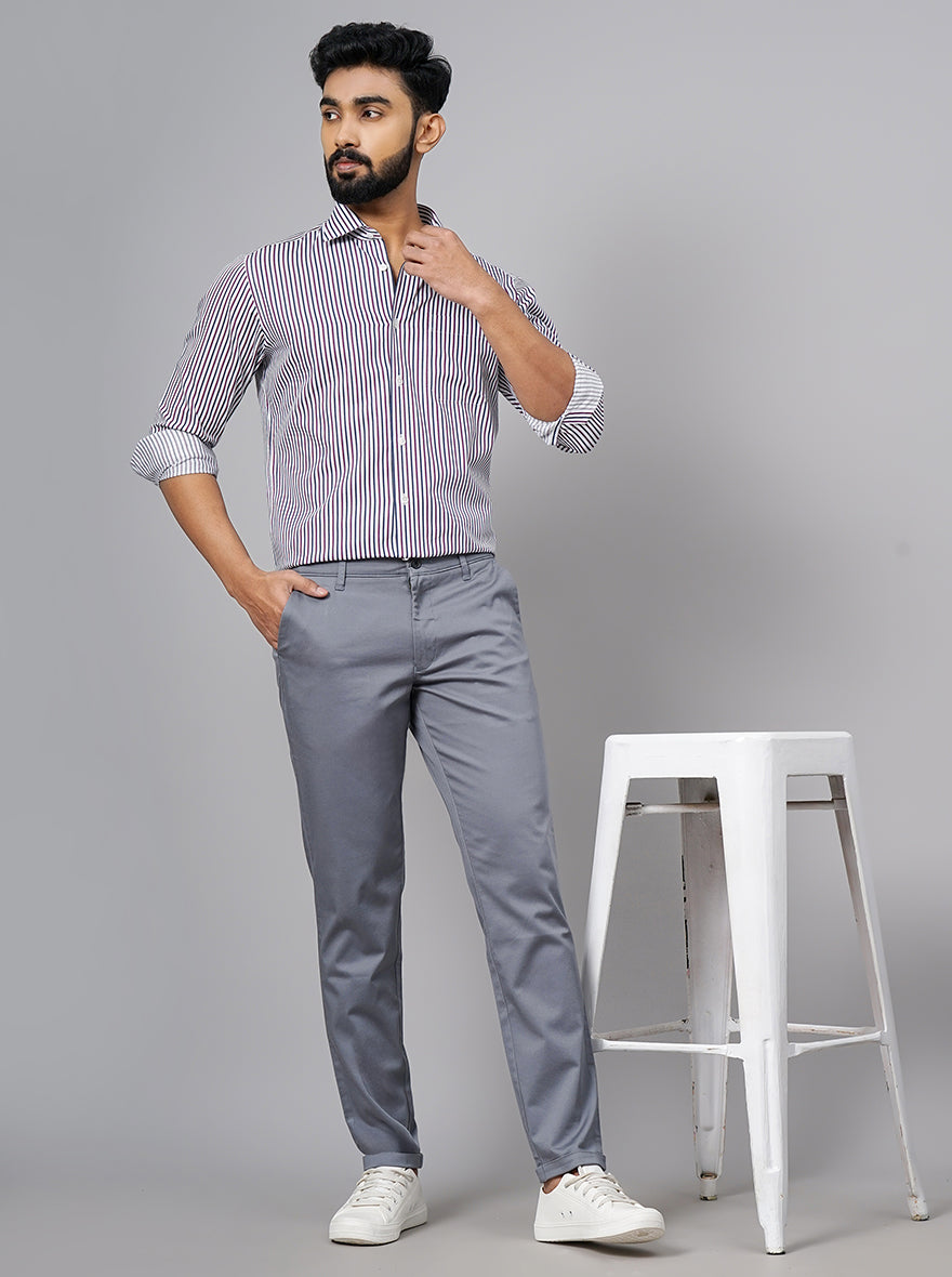 Purple Striped Slim Fit Formal Shirt | JadeBlue Super Luxe