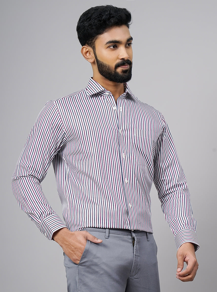 Purple Striped Slim Fit Formal Shirt | JadeBlue Super Luxe
