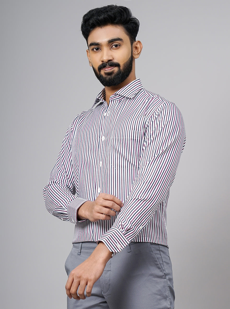 Purple Striped Slim Fit Formal Shirt | JadeBlue Super Luxe