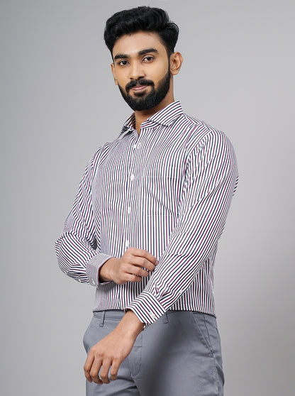 Purple Striped Slim Fit Formal Shirt | JadeBlue Super Luxe