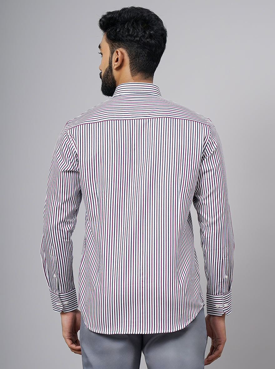 Purple Striped Slim Fit Formal Shirt | JadeBlue Super Luxe