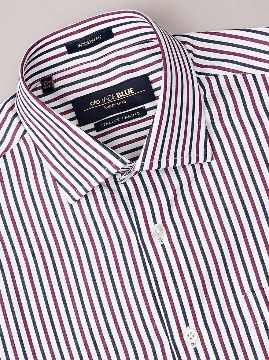 Purple Striped Slim Fit Formal Shirt | JadeBlue Super Luxe