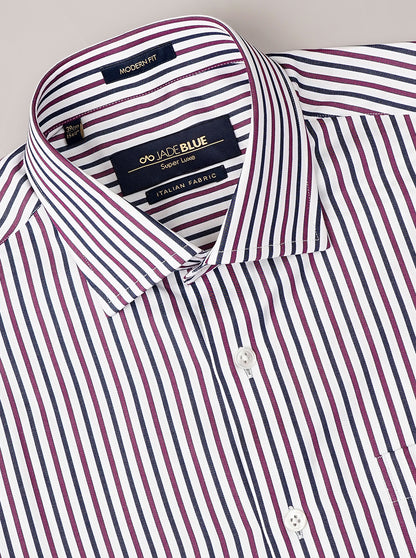 Purple Striped Slim Fit Formal Shirt | JadeBlue Super Luxe