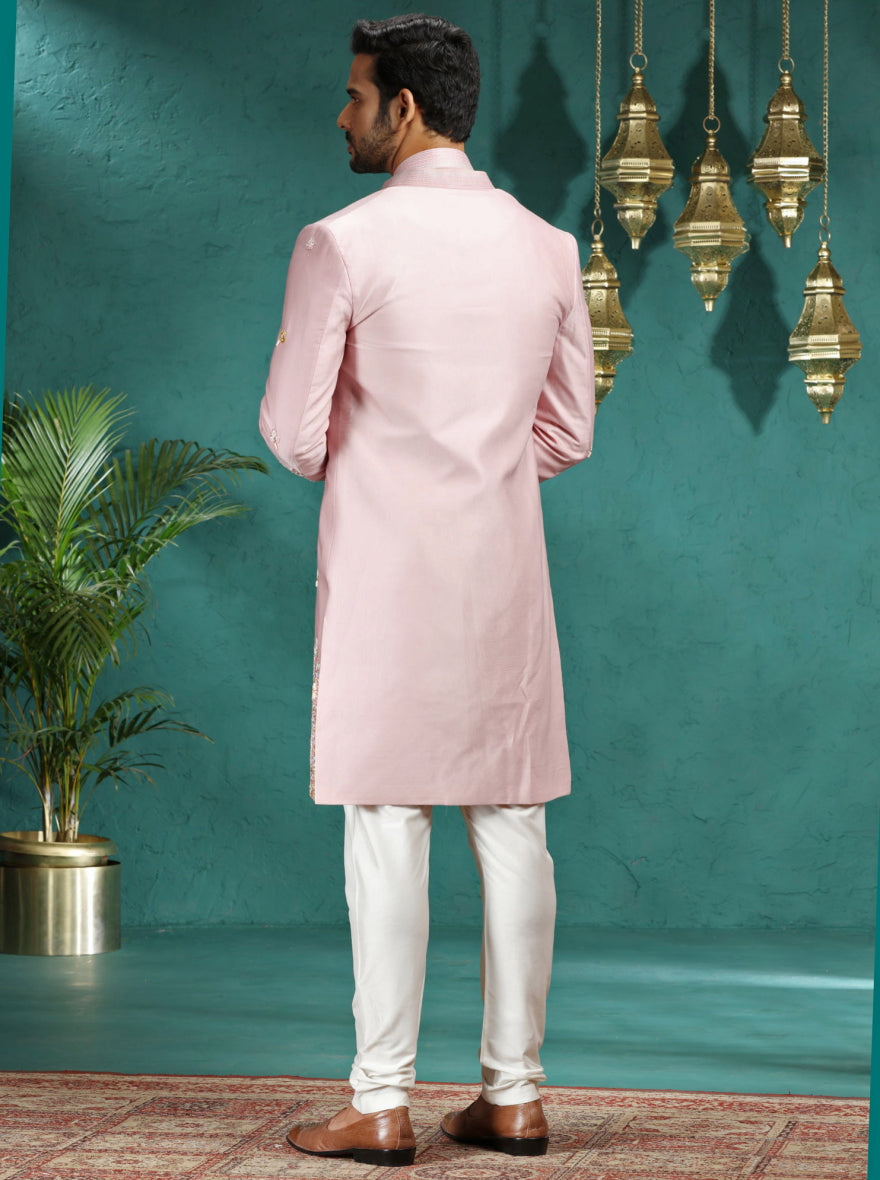 Blush Pink Embroidred Indowestern | Virasana