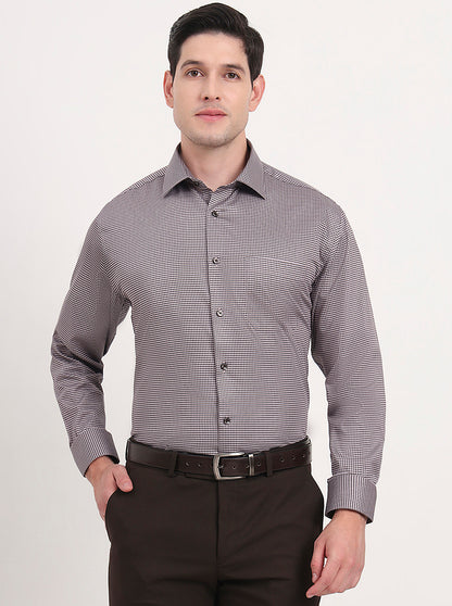 Beige & Brown Printed Regular Fit Formal Shirt | JadeBlue