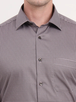 Beige & Brown Printed Regular Fit Formal Shirt | JadeBlue