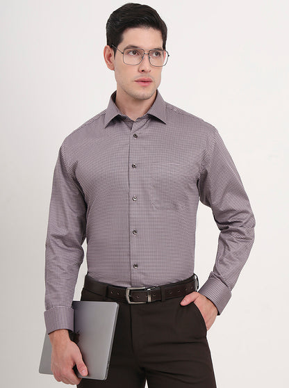 Beige & Brown Printed Regular Fit Formal Shirt | JadeBlue