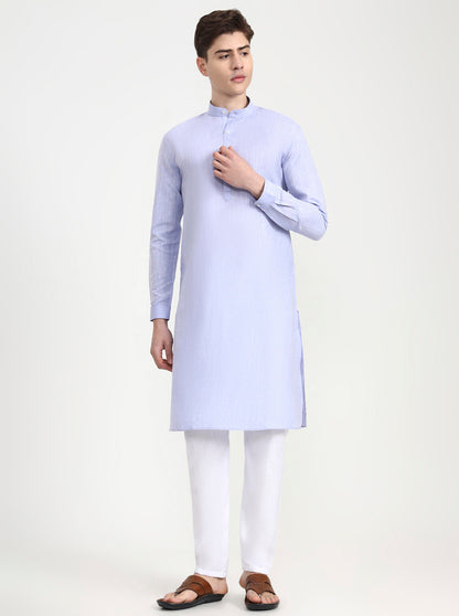 Blue Solid Modi Kurta | JadeBlue