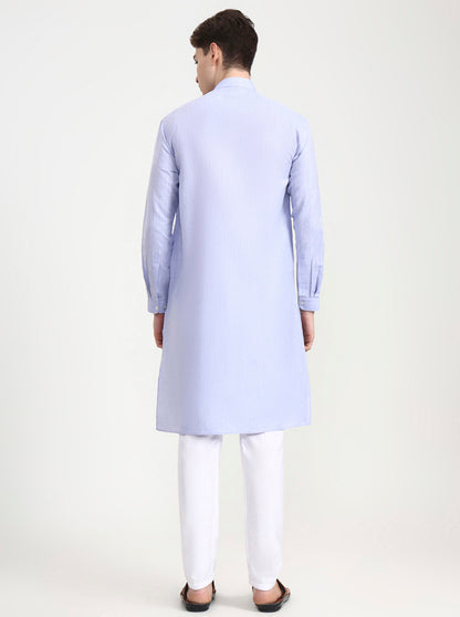 Blue Solid Modi Kurta | JadeBlue