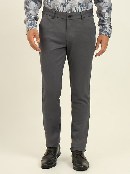 Grey Solid Venice Fit Casual Trouser | JadeBlue