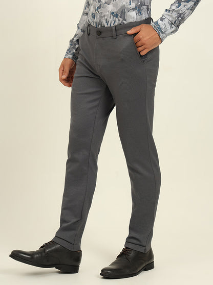 Grey Solid Venice Fit Casual Trouser | JadeBlue