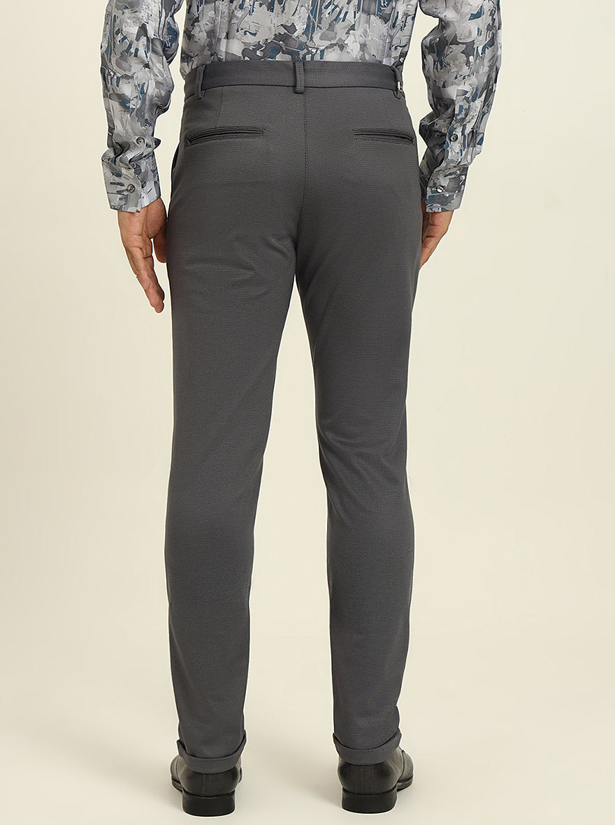 Grey Solid Venice Fit Casual Trouser | JadeBlue