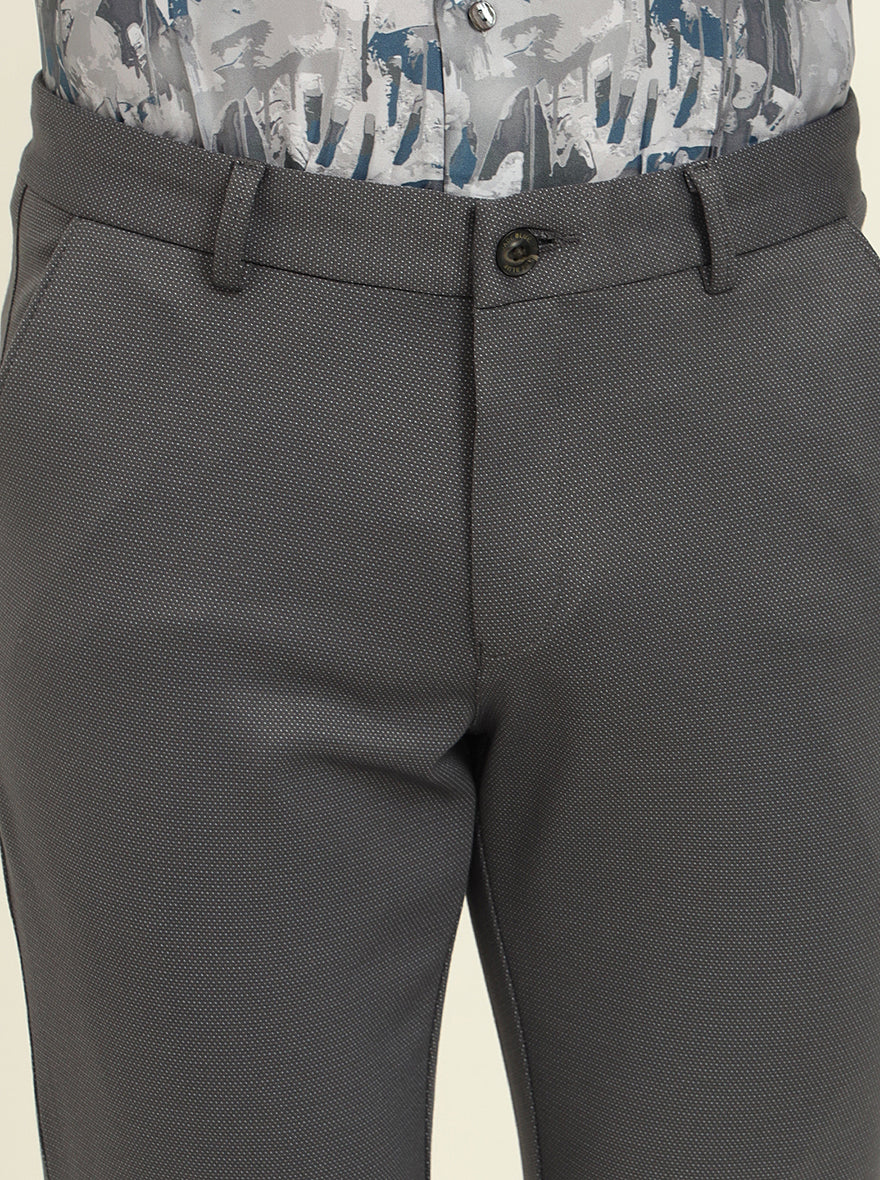 Grey Solid Venice Fit Casual Trouser | JadeBlue