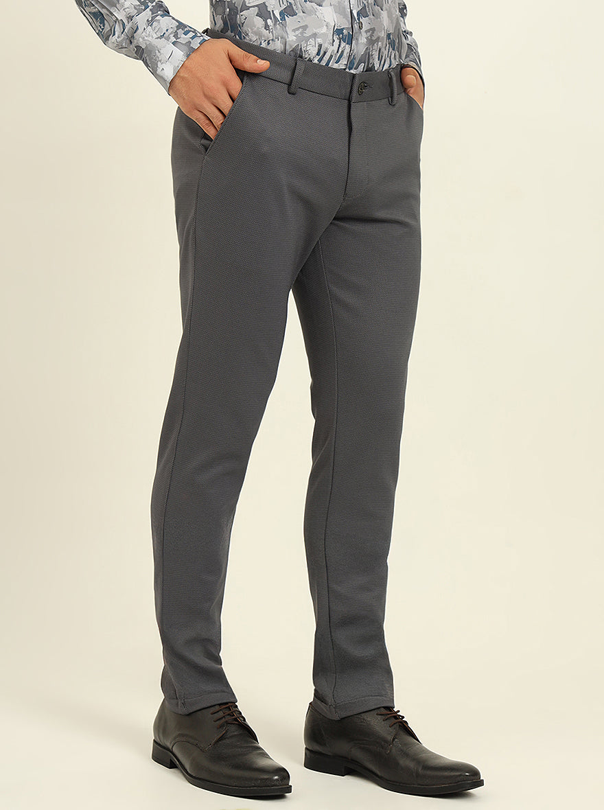 Grey Solid Venice Fit Casual Trouser | JadeBlue