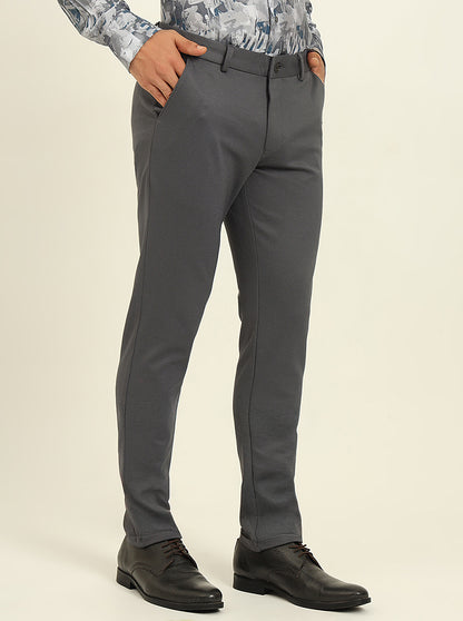 Grey Solid Venice Fit Casual Trouser | JadeBlue
