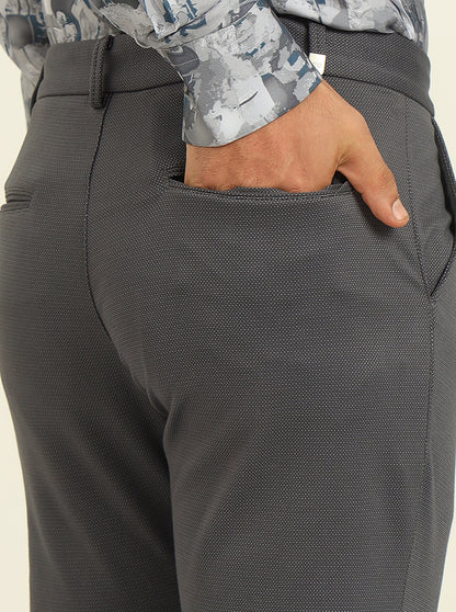Grey Solid Venice Fit Casual Trouser | JadeBlue
