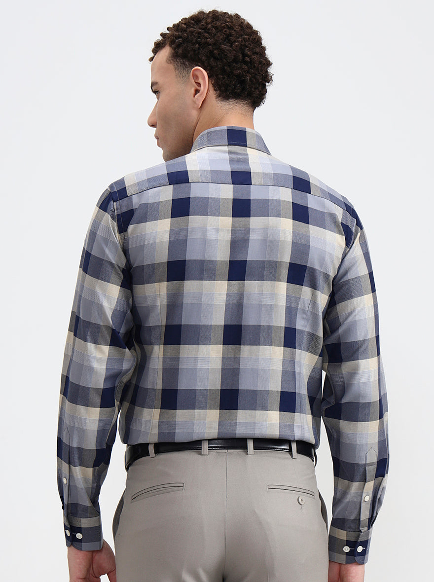 Fawn Checked Slim Fit Formal Shirt | Metal