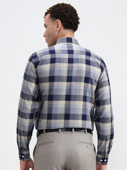 Fawn Checked Slim Fit Formal Shirt | Metal