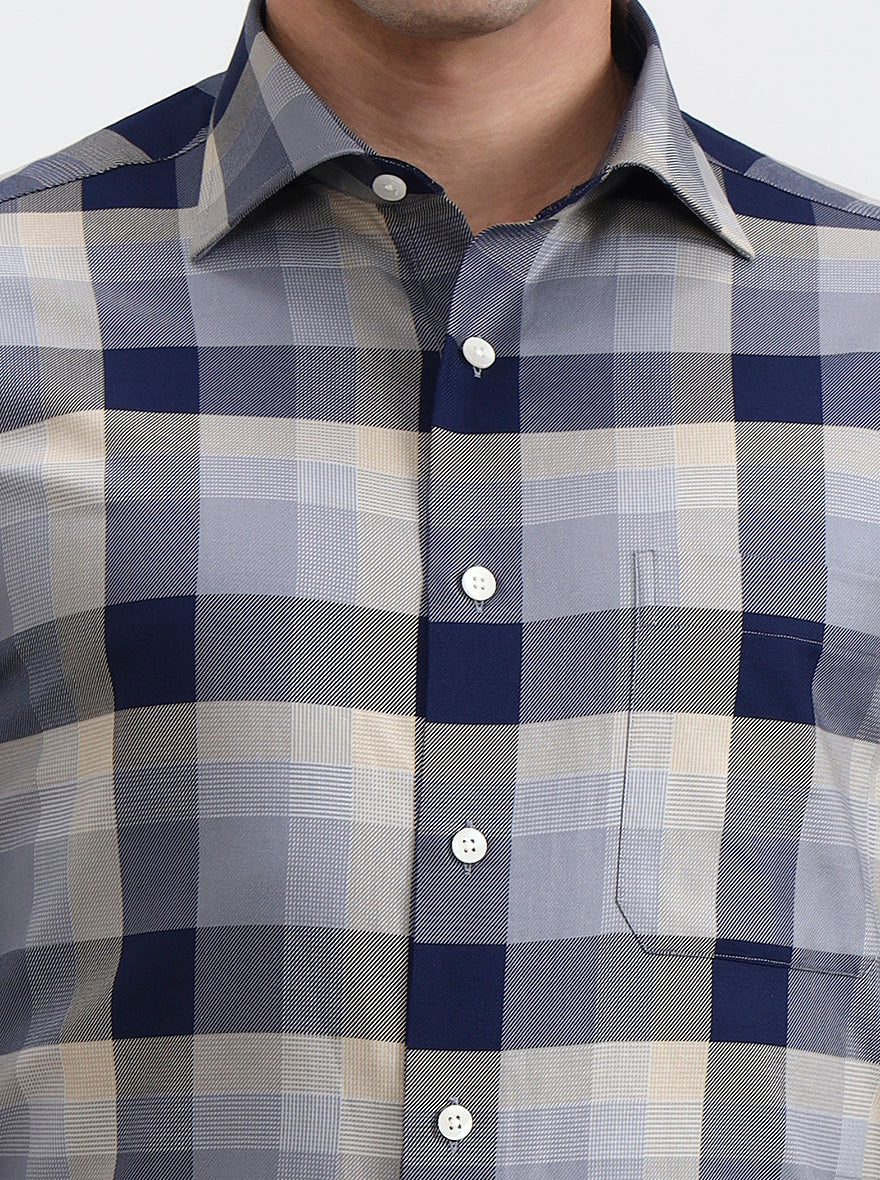 Fawn Checked Slim Fit Formal Shirt | Metal