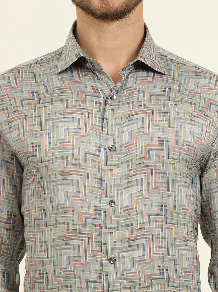 Pista Digital Printed Slim Fit Party Wear Shirt | JadeBlue Super Luxe