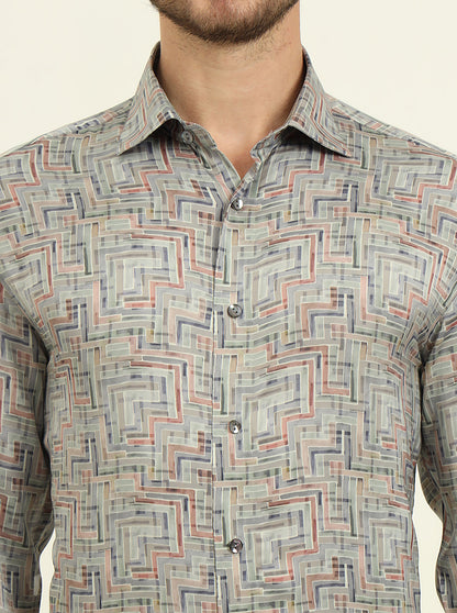 Pista Digital Printed Slim Fit Party Wear Shirt | JadeBlue Super Luxe